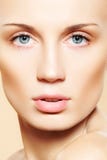 Female face with pure healthy skin & light make-up