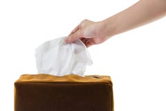 Female hand cauching tissue isolated white background. royalty free stock photos Female hand cauching tissue isolated white background. royalty free stock photos
