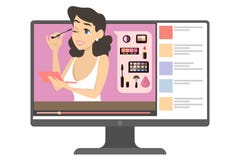 Female makeup blogger in the internet illustration stock illustration Female makeup blogger in the internet illustration stock illustration
