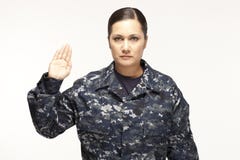 Female navy officer performing oath Stock Photography Female navy officer performing oath Stock Photography