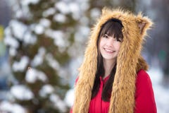 Female portrait outdoors in wintertime royalty free stock photography Female portrait outdoors in wintertime royalty free stock photography