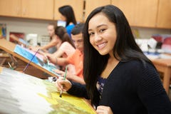 Female Pupil In High School Art Class Stock Photography Female Pupil In High School Art Class Stock Photography