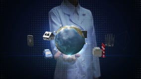 Female scientist, engineer open palm, Smart house, smart Factory, Building, Car, Mobile, internet sensor connect global earth, IoT royalty free illustration Female scientist, engineer open palm, Smart house, smart Factory, Building, Car, Mobile, internet sensor connect global earth, IoT royalty free illustration
