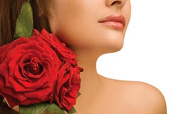 Female shoulder and roses