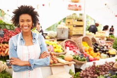 Female Stall Holder At Farmers Fresh Food Market Stock Images Female Stall Holder At Farmers Fresh Food Market Stock Images