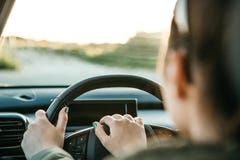 Female tourist or woman driver inside the car. stock images Female tourist or woman driver inside the car. stock images