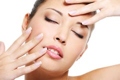 Female With Beautiful Fingernails Near Face Royalty Free Stock Photos Female With Beautiful Fingernails Near Face Royalty Free Stock Photos
