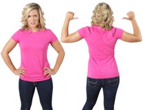 Female With Blank Pink Shirt Royalty Free Stock Photo Female With Blank Pink Shirt Royalty Free Stock Photo