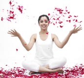 Female With Rose Petals Stock Images