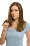 Femme assez jeune avec des glaces photo libre de droits Femme assez jeune avec des glaces photo libre de droits
