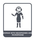 femme avec des écouteurs et icône de microphone dans le style à la mode de conception femme avec les écouteurs et l'icône de micr illustration de vecteur femme avec des écouteurs et icône de microphone dans le style à la mode de conception femme avec les écouteurs et l'icône de micr illustration de vecteur
