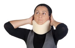 Femme avec le collet cervical image stock Femme avec le collet cervical image stock