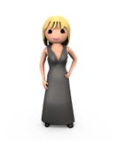 femme blonde de la fille 3D dans la robe noire illustration de vecteur femme blonde de la fille 3D dans la robe noire illustration de vecteur