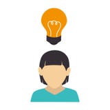 Femme d'affaires avec l'icône d'avatar de caractère d'ampoule illustration stock Femme d'affaires avec l'icône d'avatar de caractère d'ampoule illustration stock