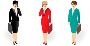 Femme d'affaires dans un intégral avec une serviette parlant au téléphone portable illustration stock Femme d'affaires dans un intégral avec une serviette parlant au téléphone portable illustration stock