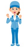 Femme dans la pose bleue de vêtements de travail illustration de vecteur Femme dans la pose bleue de vêtements de travail illustration de vecteur
