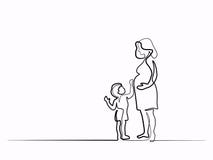 Femme enceinte heureuse avec le fils illustration libre de droits Femme enceinte heureuse avec le fils illustration libre de droits