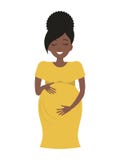 Femme enceinte mignonne dans la robe jaune d'isolement sur un fond blanc illustration stock Femme enceinte mignonne dans la robe jaune d'isolement sur un fond blanc illustration stock