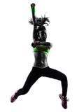 Femme exerçant la silhouette sautante de danse de zumba de forme physique photos stock Femme exerçant la silhouette sautante de danse de zumba de forme physique photos stock