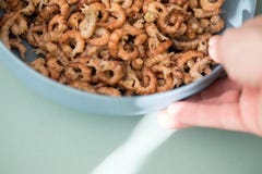 Femme mangeant les crevettes ou les crabes allemands de la Mer du Nord de la Frise images stock Femme mangeant les crevettes ou les crabes allemands de la Mer du Nord de la Frise images stock