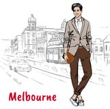 Femme marchant sur la rue de chapelle illustration stock Femme marchant sur la rue de chapelle illustration stock