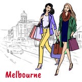 Femme marchant sur la rue de chapelle illustration stock Femme marchant sur la rue de chapelle illustration stock