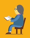 Femme retiré affichant un livre illustration de vecteur Femme retiré affichant un livre illustration de vecteur