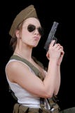 Femme sexy dans la pose d'uniforme militaire Photo stock Femme sexy dans la pose d'uniforme militaire Photo stock