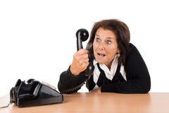 Femme supérieure avec le téléphone images libres de droits Femme supérieure avec le téléphone images libres de droits