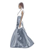 Femme élégante dans le ballgown gris illustration stock Femme élégante dans le ballgown gris illustration stock