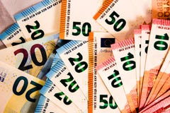 Fermez-vous des euro notes se mélangent photographie stock Fermez-vous des euro notes se mélangent photographie stock