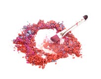 Fermez-vous vers le haut des couleurs mélangées composent avec la brosse photo stock Fermez-vous vers le haut des couleurs mélangées composent avec la brosse photo stock