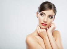 Fermez-vous vers le haut du portrait de beauté, jeune visage attrayant de femme photo libre de droits Fermez-vous vers le haut du portrait de beauté, jeune visage attrayant de femme photo libre de droits