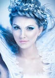 Fermez-vous vers le haut du portrait de la reine d'hiver photographie stock libre de droits Fermez-vous vers le haut du portrait de la reine d'hiver photographie stock libre de droits