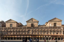 Loggia of the Merchants along the side of Ferrara Duomo, Piazza Trento Trieste, Ferrara, Emilia-Romagna, Italy, Europe. stock images Loggia of the Merchants along the side of Ferrara Duomo, Piazza Trento Trieste, Ferrara, Emilia-Romagna, Italy, Europe. stock images