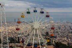 Ferris wheel with Barcelona in distance. stock photos Ferris wheel with Barcelona in distance. stock photos