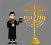 Festa di Chanukah judaism Il concetto di un candeliere di Chanukah e dell'ebreo illustrazione di stock Festa di Chanukah judaism Il concetto di un candeliere di Chanukah e dell'ebreo illustrazione di stock