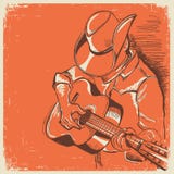 Festival de música country americano com o músico que joga a guitarra sobre ilustração stock Festival de música country americano com o músico que joga a guitarra sobre ilustração stock