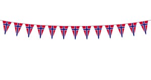 Festão com as flâmulas dos noruegueses no fundo branco ilustração royalty free Festão com as flâmulas dos noruegueses no fundo branco ilustração royalty free