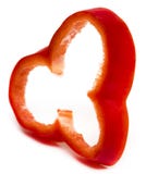 Fette dolci rosse del peperone dolce isolate su fondo bianco Immagine Stock Libera da Diritti Fette dolci rosse del peperone dolce isolate su fondo bianco Immagine Stock Libera da Diritti
