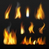 Feuer realistisch Rote orange Zunge der glühenden Sammlung des Vektors 3d der Flamme auf transparentem Hintergrund lizenzfreie abbildung Feuer realistisch Rote orange Zunge der glühenden Sammlung des Vektors 3d der Flamme auf transparentem Hintergrund lizenzfreie abbildung