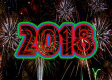 Feuerwerke 2018 Sylvesterabende Konzept stockfotos Feuerwerke 2018 Sylvesterabende Konzept stockfotos