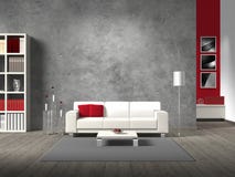 Fictitious Living Room With White Sofa Royalty Free Stock Photography Fictitious Living Room With White Sofa Royalty Free Stock Photography