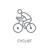 Fietser lineair pictogram Modern het embleemconcept van de overzichtsfietser op whit stock illustratie Fietser lineair pictogram Modern het embleemconcept van de overzichtsfietser op whit stock illustratie