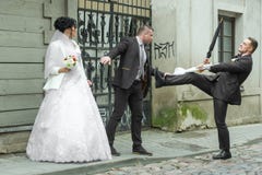 Fight on a wedding day.