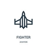 fighter icon vector from aviation collection. Thin line fighter outline icon vector illustration. Linear symbol for use on web and royalty free illustration fighter icon vector from aviation collection. Thin line fighter outline icon vector illustration. Linear symbol for use on web and royalty free illustration