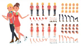 Figure Skating Couple Vector. Woman And Male. Ice Skating. Animated Character Creation Set. Full Length, Front, Side vector illustration Figure Skating Couple Vector. Woman And Male. Ice Skating. Animated Character Creation Set. Full Length, Front, Side vector illustration