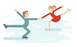 Figure skating romantic couple. Pair ice dance on rink. . Vector illustration Stock Photos Figure skating romantic couple. Pair ice dance on rink. . Vector illustration Stock Photos