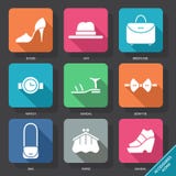 Fije con los iconos de los accesorios stock de ilustración Fije con los iconos de los accesorios stock de ilustración