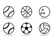 Fije de bolas blancos y negros de los deportes Ilustración del vector Estilo plano Sombra stock de ilustración Fije de bolas blancos y negros de los deportes Ilustración del vector Estilo plano Sombra stock de ilustración